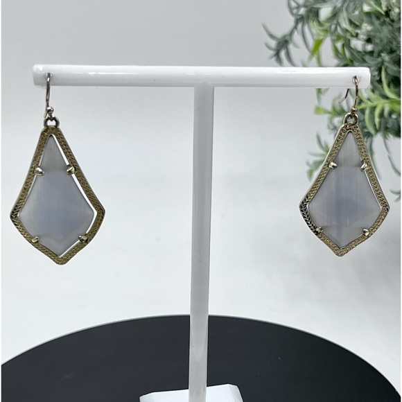 Kendra Scott Alex Slate Cat’s Eye 14K Gold Plated French Wire Earrings - Picture 1 of 12